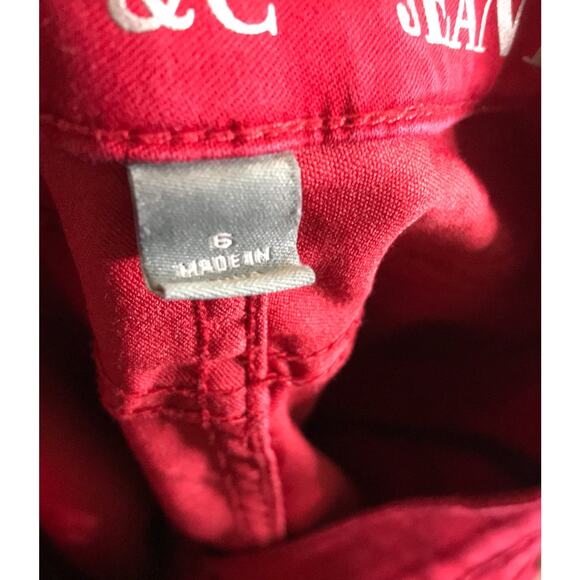 New York & Company Red Denim Low Waist Legging Jean 6 Cherry Girl Rainbow Preppy - Picture 7 of 7